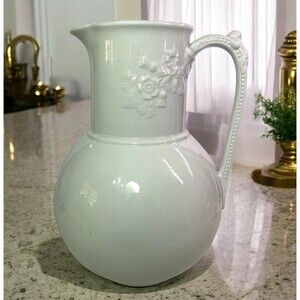 Vintage Anthony Shaw And Sons Large Opaque Ironstone China Pitcher England